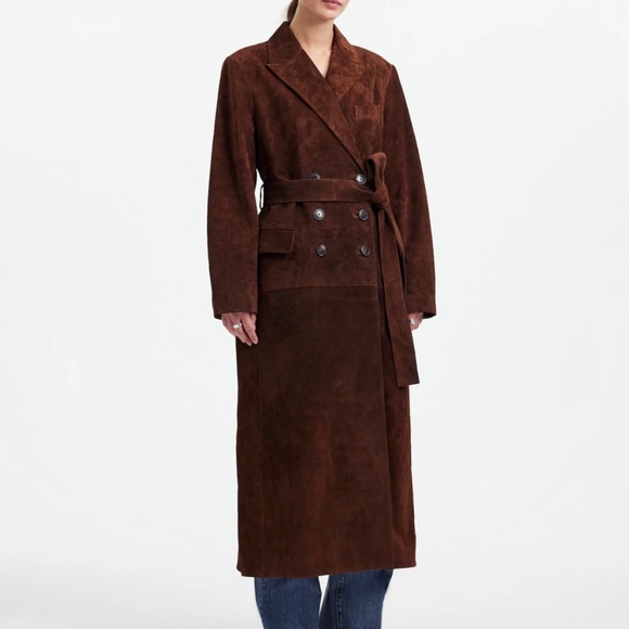 Alexa Chung for Madewell Double-Breasted Blazer Overcoat in Suede - Size 2 - Picture 1 of 8